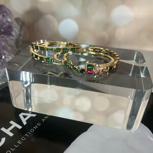 Elegant Gold and Multicolor Stone Bracelet Stack New/Never worn